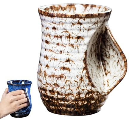 Kaffeetasse, Handwärmer, 540 ml, Keramik, große Kaffeetasse, Teetasse für Büro und Zuhause, spülmaschinen- und mikrowellengeeignet, einzigartige Kaffeetassen (weiß)