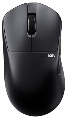 Pulsar Gaming Gears X3 Souris de jeu sans fil, ultra légère (55 g), hybride ergonomique, commutateur optique, 32 000 DPI, 750 IPS, capteur XS-1, compatible 8K (gaucher, taille M, noir)