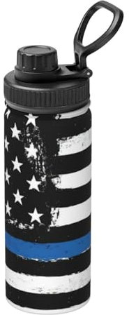 QGWDYYJQ Thermobecher mit USA-Flagge, bedruckt, 530 ml, Retro-Blau, Thermobecher, Reisebecher, Sportflasche