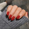 Light Red False Nails Short Oval, SXVME Simple Acrylic Press on Nails Short, Red Fake Nails Short, Natural Glue on Nails Short Almond, Solid Gel Full Cover Stick On Nails For Women Daily Wear