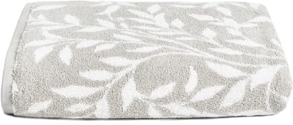 Dreams & Drapes Grey Leaf Hand Towels – 50x90cm – 100% Cotton – Soft & Fluffy Floral Bathroom Towels – Vintage Grey Design – Small Towel/Head Towel – Elegant Bathroom Accessory
