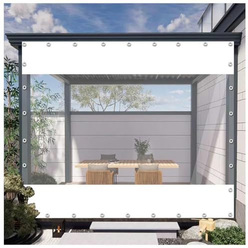 Wasserdichte transparente Planen-Vorhänge für den Außenbereich, Pergola, Pavillon, Terrasse, 1,9 x 2 m, Weiß