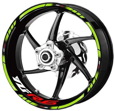 YUEYZHK Bordo a Strisce alla Moda Moto 17 Pollici Ruota Interna Ed Esterna Decalcomania Cerchio Decorativo Adesivo Altamente Riflettente Impermeabile per Y&amaha YZF R6(Style 1)