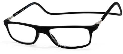NEW VISION Lesebrille mit Magnetverschluss, Lesebrillen, Bequem Magnetverschluss Vorne, Reading Glasses NV2904, Lesehilfe für Damen Herren (SchwarzC6, 1, x)