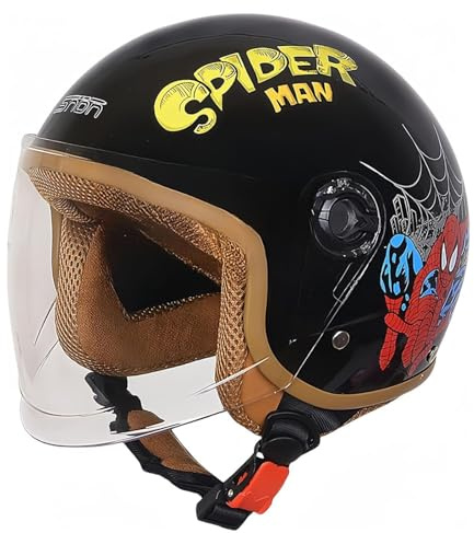 Casco Moto Per Bambini, Casco Scooter per Ragazzi e Ragazze di 4-16 Anni, con Visiera Antigraffio, Scooter Elettrico Omologato ECE/DOT