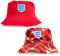 Hy-Pro Officially Licensed England FA Bucket Hat - Reversible, Red, Classic Style, Double Sided with Solid or Print, Three Lions Crest, Festival, Holiday, Sun Hat, Unisex, Adult