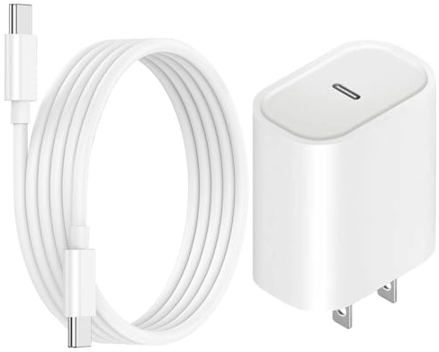 USB C Fast Charger for Airpods 4 Gen,AirPods Pro 2 Gen,AirPods Max 2024,iPhone 15 16,iPad, iPad Pro - 6.6ft USB-C Cord, 20W PD Power Adapter