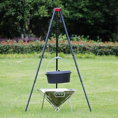 Camping Tripod Holder, Dutch Oven Tripod, Telescoping Cooker Tripod With Chain, Aluminum Alloy Grill Stand For Hanging Pots, Camping Lights