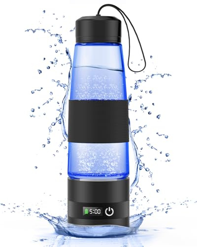 Kalawen Hydrogen Water Bottle, 460ml 1200mAh Hydrogen Bottle Glass BPA Free, SPE/PEM Fast Electrolysis Certified 3300PPB, Water Generator for Sports, Fitness, Travel, Home