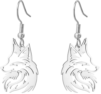 KKJOY Fuchs Ohrringe Edelstahl Fuchskopf Anhänger Schmuck für Frauen Männer Natur Tierliebhaber