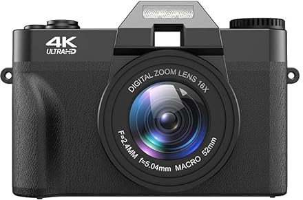 Azarton Lazvik Digitalkamera 4K mit 48MP, 16x Digitalzoom, Nachtsicht und Autofokus - 3-Zoll-Klappbildschirm, Wi-Fi, Kompakt für Vlogging, Reisen und Fotografie (Schwarz)