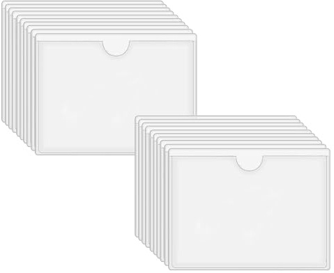 20 soportes para etiquetas autoadhesivas (60 mm x 100 mm), diseño transparente, fundas para tarjetas de visita, autoadhesivas, resistentes al agua y al polvo, para oficina, organización