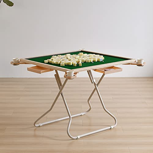 Mahjong-Tisch zusammenklappbar, 4 Getränkehalter, Schubladen, Karten-Pokerspiele, verschleißfest, Schreib langlebig, praktisch