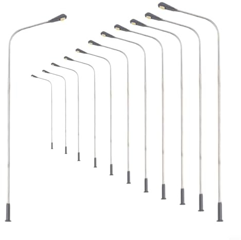 12er Set Modell Lampe, LED Straßenleuchte für Modellbahnanlagen, 14 cm Hoch, Warmweiß, passend für HO Maßstab, Beleuchtung Modelllandschaftsbau 3 V/20 mA