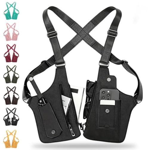 Schulterholster, Vertikales Pistolenholster, Verdeckte Waffenholster, Leder Anti-Diebstahl Schulterholster, Verstellbare Achselholster Tasche mit Doppelfächern,Umhängetasche Für Männer
