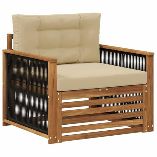 vidaXL Outdoor Mittelsofa Natur, Gartenmöbel, modernes Outdoor-Sofa, modulare Lounge, Elegante Terrassen-Sitze