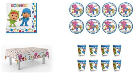 ALMACENESADAN 0462, monouso Party e Compleanno monouso Pocoyo e Nina, 8 Bicchieri, 8 Piatti 23 cm, 20 tovaglioli e 1 tovaglia 120x180 cm
