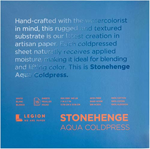 Legion Paper SQCWH77 Stonehenge Aqua Block Kältepresse Pad 17,8 x 17,8 cm, 15 Blatt/Packung, 63,5 kg, Papier, Baumwolle, Weiß 140 lb