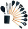 Set Utensili Cucina,9/11 / 13PCS Utensili da cucina in silicone Pentole antiaderenti Strumento di cottura Mestolo in legno Frullini per uova Pala Cucchiaio Zuppa Utensili da cucina Set-black-13pcs