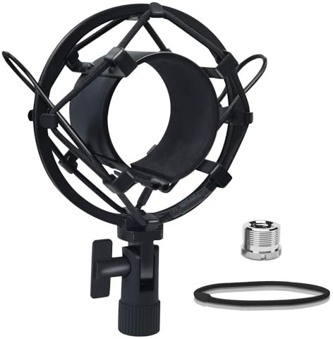 Boseen Soporte universal para micrófono, soporte de clip de micrófono para diámetro de 47 mm a 53 mm, antivibración, ajustable, soporte de choque de alto aislamiento
