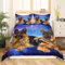 Tbrand Hund Galaxie Bettbezug Set 3D Deutscher Schäferhund Hundedruck Bettwäsche Set 135x200cm Chic Blau Lila Sternenhimmel Betten Set Für Jungen Mädchen Nettes Haustier Welpe Tiermuster Weich
