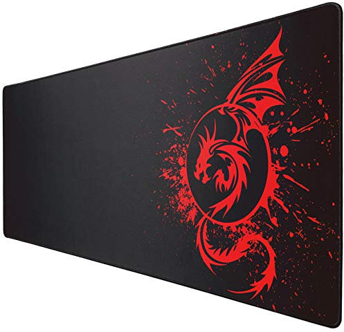 Tappetino per mouse da gaming, ampio e antiscivolo, con base in gomma e bordi cuciti, superficie liscia, impermeabile, tappetino per mouse per gaming, MacBook, PC, laptop, scrivania, 70 x 30 cm (rosso