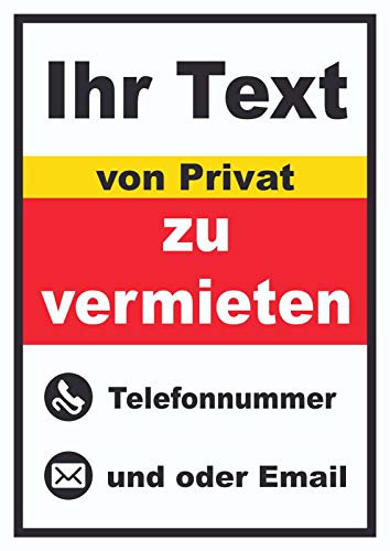 HB-Druck Wunschtext zu vermieten von Privat Hochkant A4 Rückseite selbstklebend