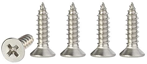 M4 Stainless Steel Self Tapping Screws,100pcs M4x16mm Phillips Flat Head Wood Srews DIY Woodworking Screws with Box (M4 X 16mm 100 PCS)