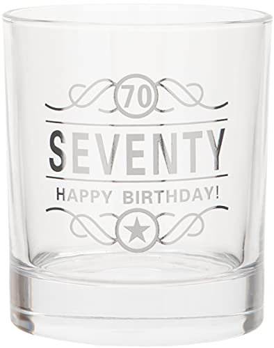 Maturi 70th Birthday Spirit Glass 'Seventy Happy Birthday!', 350ml, Gift Boxed