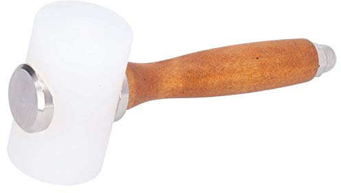 Holzhammer in T-Form Nylon, Professioneller Nylon Lederhammer Holzgriff Locher mit Ledergriff für Handgefertigte Lederarbeiten(Yellow handle-Doppelkopf)