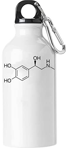 Adrenalina Estructura Química Fórmula Química Botella de Agua Gráfica Turista Frasco Blanco, White, 400 ml