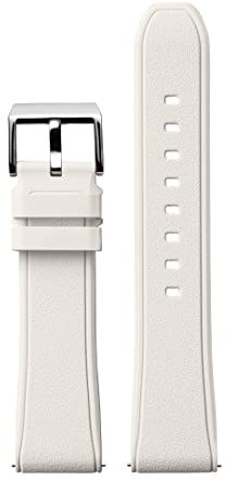 Stailer Uhrenarmband 22mm weiß, aus Kautschuk, Ersatzarmband in 22 mm weiss, Rubber Armband mit Edelstahl Metall Schließe für Herren und Damen Wasserdicht Sport