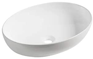 VBChome Waschbecken 51 x 39 Keramik Oval Waschtisch Handwaschbecken Aufsatzwaschbecken Waschschale Gäste WC