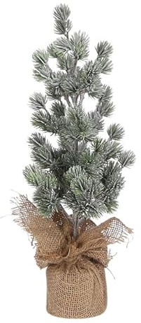 House of Seasons Künstlicher Weihnachtsbaum in Jutesack - H45 x Ø23 cm - Grün Frosted