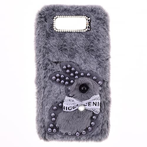 Fluffy Fur Plush Case for Samsung Galaxy S8 Bumper Case Protective Case Soft kawaii Rabbit Fluffy Skin Cover Silicone TPU Cute Creative Phone Cases for Samsung Galaxy S8,Grey Rabbit