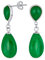 Klassische einfache Edelstein-Ohrringe mit zarten doppelten Tropfen aus echtem grünen Jade für Frauen .925 Sterlingsilber