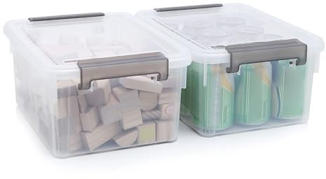 Bienvoun 7L Storage Box with Lids Plastic Clear Storage Boxes Stackable Storage Boxes with Handles 2 Pack