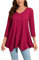 Enmain Maglietta Donna Borgogna Tunica Scollo V Maniche a 3/4 Top Maglia Manica Lunga Taglie Forti Magliette Donna Elegant Camicetta,Borgogna,2XL