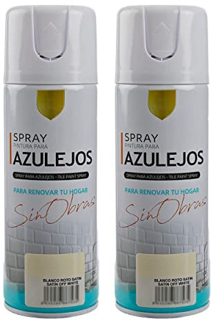 H HANSEL HOME Pintura Spray para Azulejo Blanco Roto Satinado 400ml - Pack de 2 Unidades