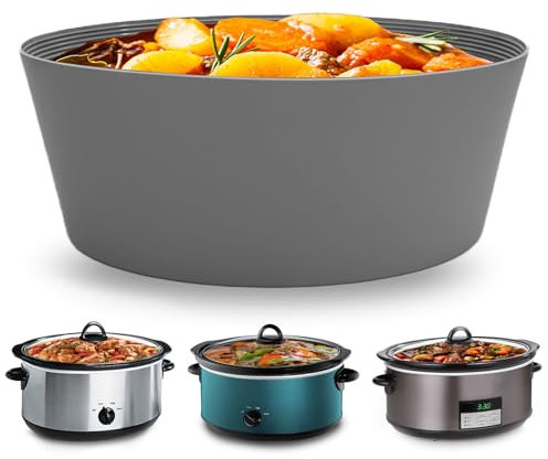 WONKAZZ Slow Cooker Silikoneinsatz – passend für 7–8QT ovale Schongarer – kompatibel mit Crockpot, Hamilton Beach, Elite Gourmet und vielen anderen 7–8QT Slow Cookern – wiederverwendbar,