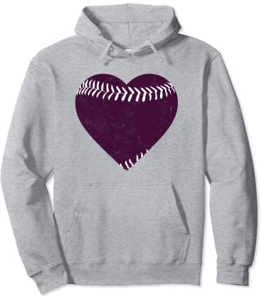 Vintage viola e bianco Baseball Cuore Felpa con Cappuccio