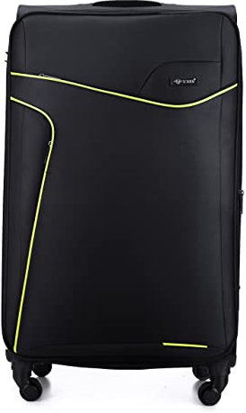 Solier Weichkoffer Reisekoffer Großer Koffer Rollkoffer 4 Rollen Softcase STL1651 L Schwarz/Grün