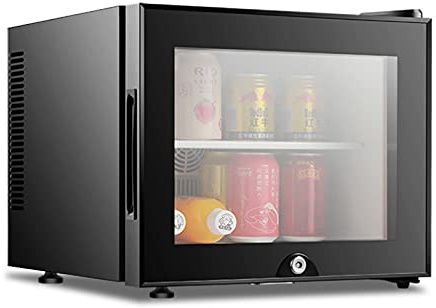 Mini Fridge Glass Door Lockable - 20L Small Fridge for Hotel Rooms, Dorms - Stainless Steel, Energy Saving, Low Noise - Ideal for Soda, Beer, Wine - Compact Fridge with Glass Door