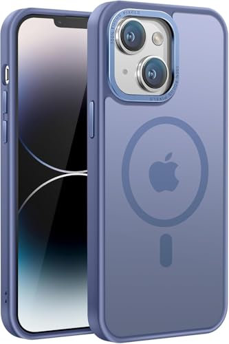 PuyaTeya Magnetisch für iPhone 13/14 Hülle, TOP Magnetische Adsorption Militärschutz Schutzhülle Samtige Touch Matt Anti-Kratzen Handyhülle für iPhone 13/14(Far Peak Blue)