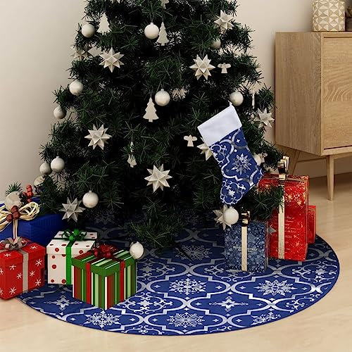 Weihnachtsbaum Fußabdeckung, Abdeckung Fuß Weihnachtsbaum Luxus Weihnachtsbaum Rock mit Strumpf Stoff Blau 48 Zoll Weihnachtsbaum Decke für Neujahr Party