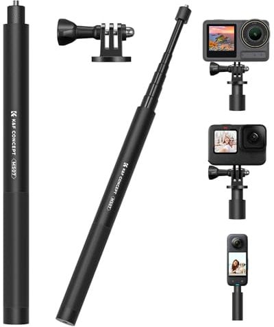 K&F Concept Palo Selfie Invisible 153cm, Palos Selfie insta360 X5, Selfie Stick Extensible de Aluminio con Adaptador Gopro Compatible con GoPro insta360 X5 dji Osmo Action 5 Pro