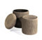 Norbe | TIK TAK | Set di Pouf Contenitore Velluto Cilindro Sgabello a Coste Poggiapiedi Scrivania Toeletta Trucco Poltroncina Bimbi Da Camera o Salotto poggia piedi Comodino poltrona (Tortora)