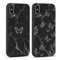 Coalbooliy 2 Stück Handyhülle für iPhone XS/iPhone X 5,8, Aesthetic Muster Marmor Schmetterling Design Hülle mit KameraSchutz und BildschirmSchutz, Schwarz Silikon Stoßfestes Schutzhülle, 01