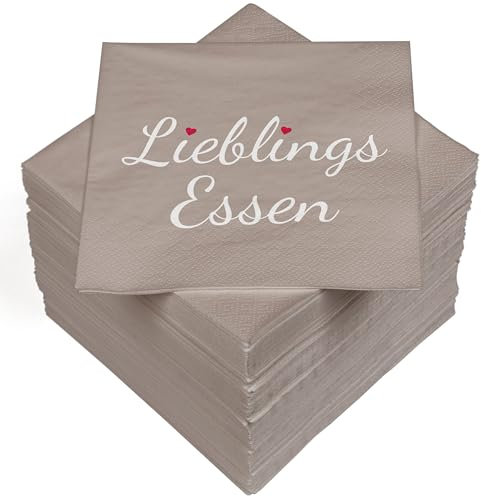 HEKU 100 Servietten, 3-lagig, 33x33cm, Lieblingsessen I Saugstark und praktisch verpackt I Breite Auswahl I Ideal für besondere Anlässe