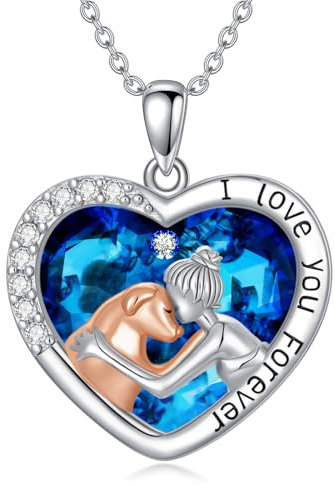PROESS Hunde kette 925er Sterlingsilber Hunde und Mädchen Halskette Kristall Hunde Anhänger Hunde Schmuck Erinnerun Gsgeschenke für Hundeliebhaber für Frauen zum Geburtstag Weihnachten